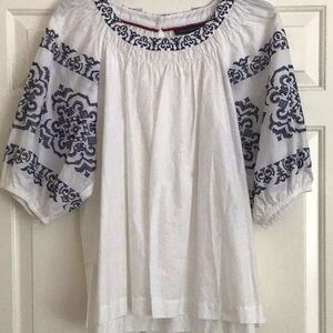 Tommy Hilfiger Black and White Relaxed Embellished Blouse